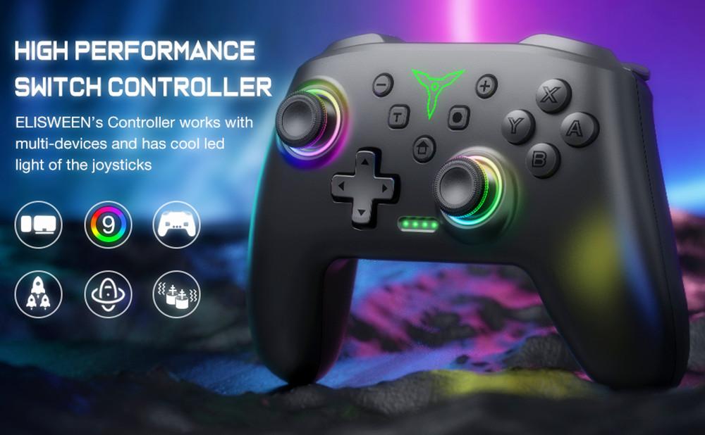 Switch Controllers, Wireless Switch Controller Compatible with Switch Pro/Lite/OLED, Switch Controller with Programmable/Dual Vibration/Turbo/1000mAh Battery/9color Light/One-Key Wakeup Switch Controllers, Wireless Switch Controller Compatible with Switch Pro/Lite/OLED, Switch Controller with Programmable/Dual Vibration/Turbo/1000mAh Battery/9color Light/One-Key Wakeup