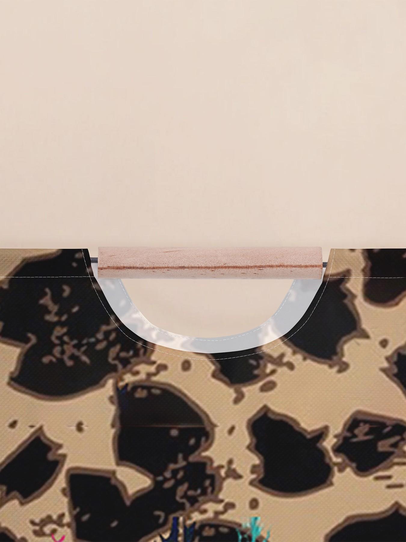 Tiger Pattern Open Storage Box, Foldable Laundry Basket with Handle, Random Print, Casual Home Bathroom Organizer