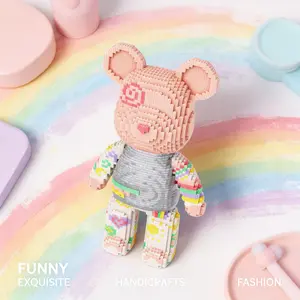 1644pcs Rainbow Bear Series Building Blocks Toy, Creative DIY Craft Kit, Desktop Home Decor, Stress Relief Model, Birthday Gift