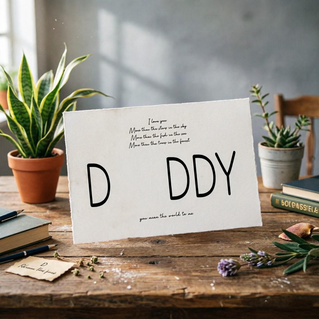 Father's Day DIY Handprint Art Set, Creative 'daddy' Letter Card, Handprint Replaces Letter A, Heartfelt Poem Included, Family Craft Gift