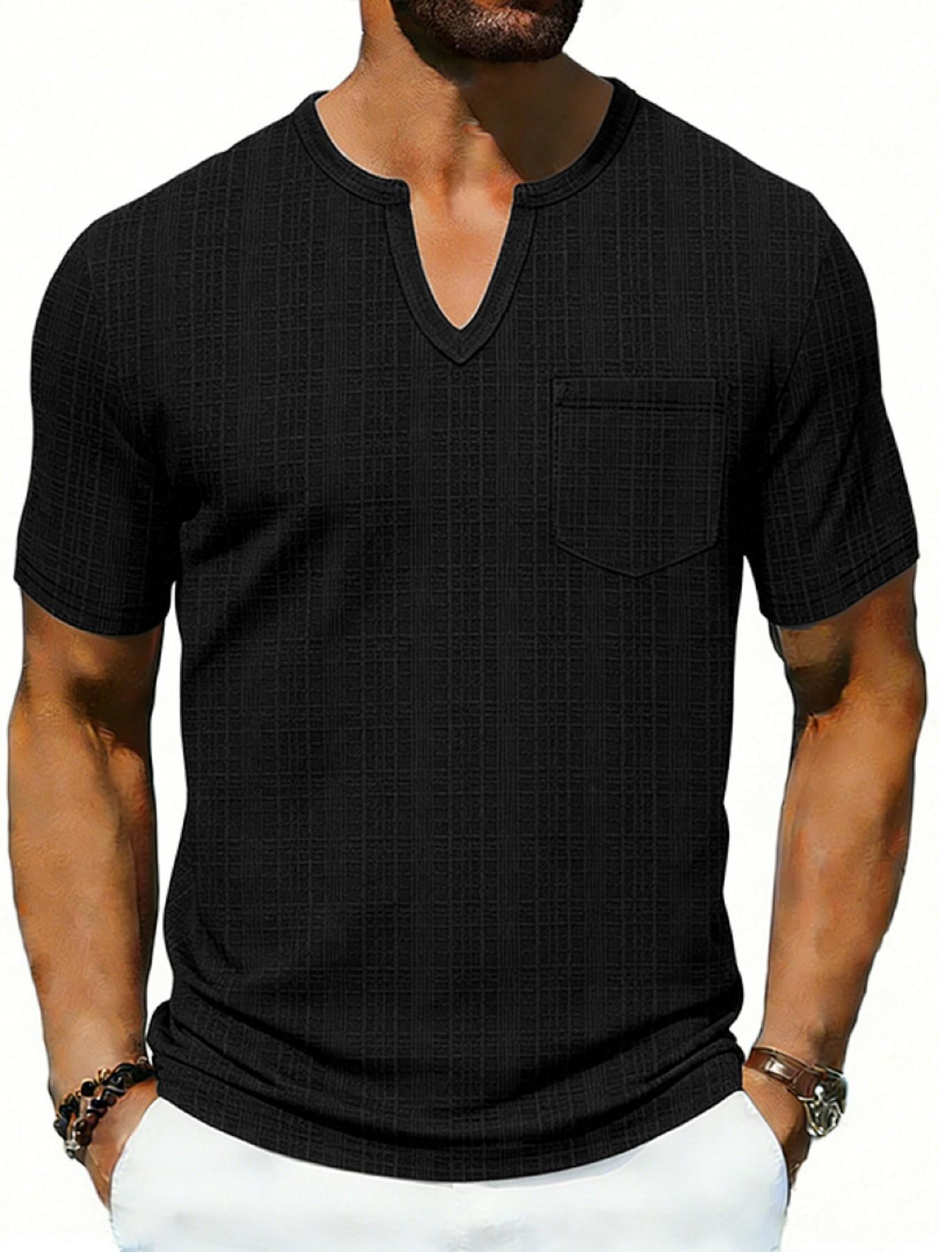 Men's Summer V-Neck Short Sleeve T-Shirt, Breathable Loose Fit Quick-Dry Top, Casual Street Style, Ideal for Daily Wear