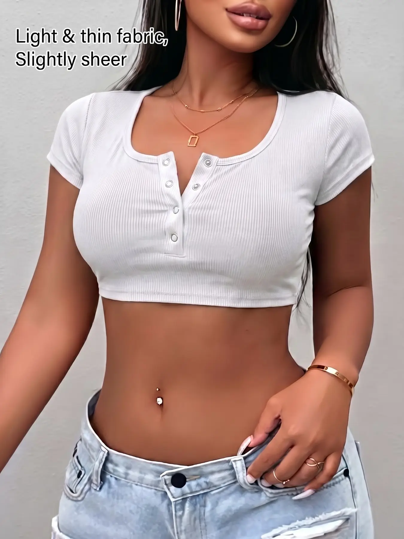 Women's Y2K Ribbed Button-Front Crop Top, Short Sleeve Henley Neckline, Slim-Fit, Body Hugging Tops, Casual & Stretchy Fabric, Available in Black/White, Perfect for Night Out & Summer Outfits, Trendy Statement Top, Brami Top