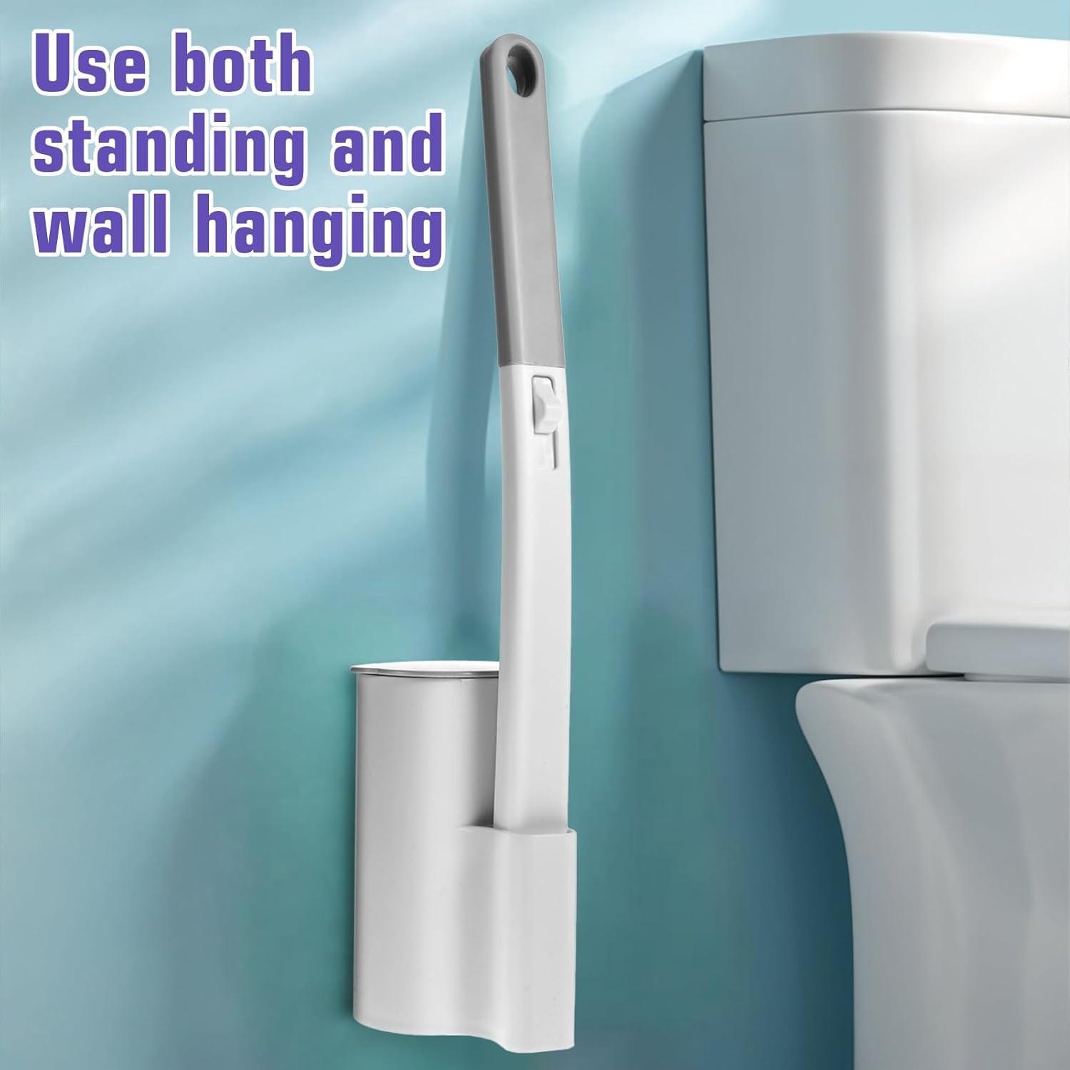 Reusable Toilet Brush Cleaning System, Includes 24 Replacement Heads, Wall-Mounted Wand Set, Bathroom Maintenance Kit