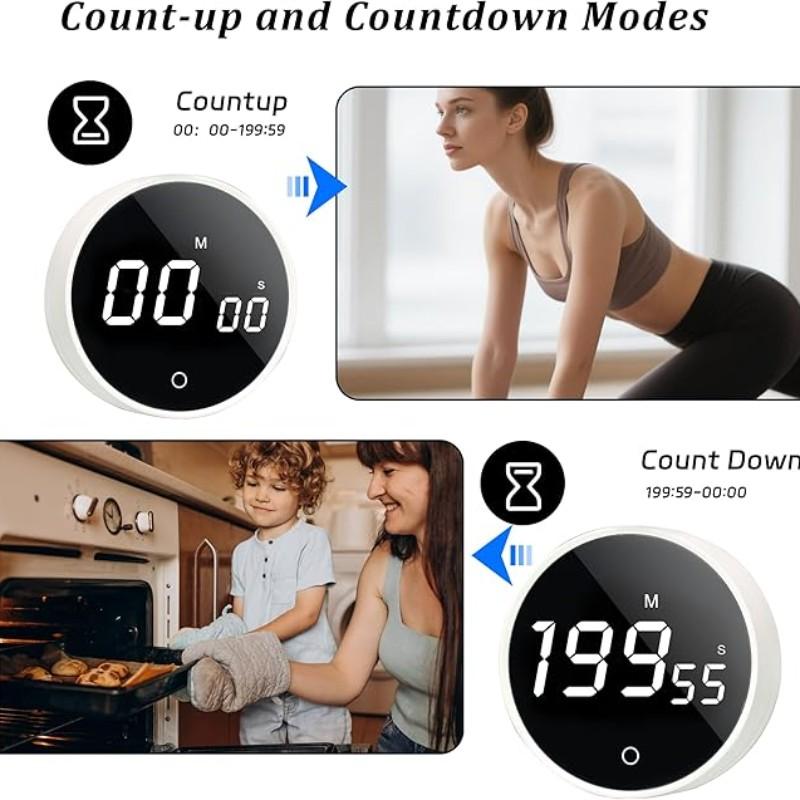 Multifunctional Timer for Kitchen, Kitchen Egg Timer, Fitness & Learning, Silent Digital Adjustable Timer, Portable Design, Space-Saving Compact, Durable Modern Look