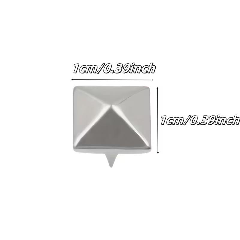 101 Metal Pyramid Rivets, 4-Prong Square Head Nails, Ideal for Leather Crafts, Punk Rock, Clothing, Bags, Shoe Crafting