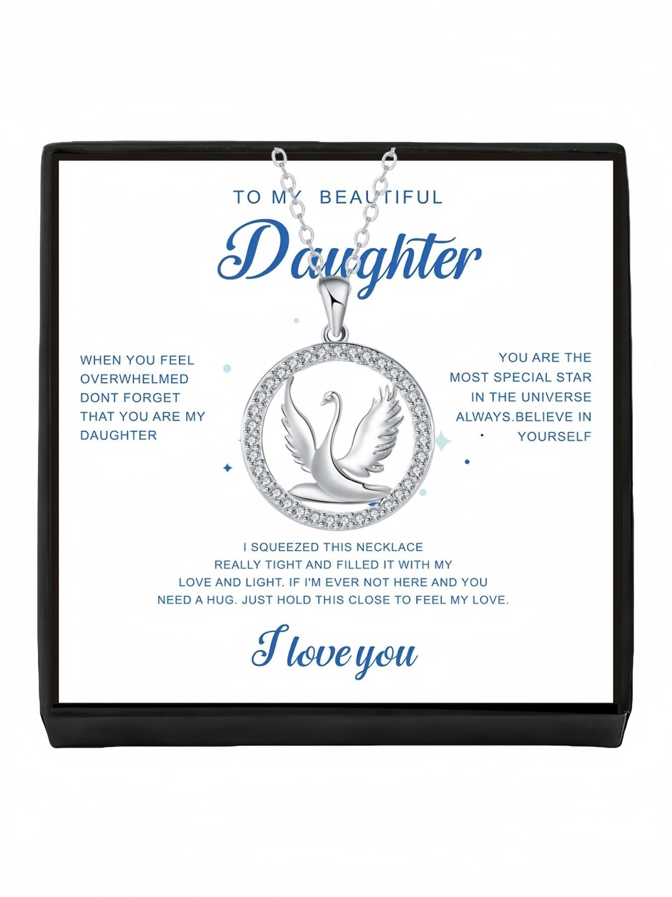 Necklace • Swan Wing Exquisite & high-end swan gemstone necklace.Comes with a greeting card for your daughter.Perfect birthday gift for her and ideal mysterious festive gift.