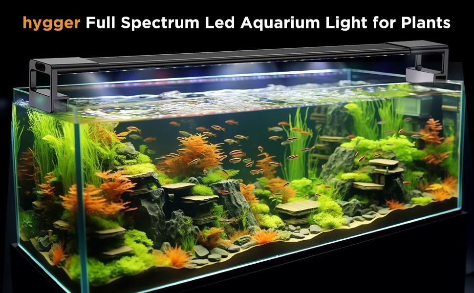 hygger LED Aquarium Light for Plants, Full Spectrum Fish Tank Light with Timer Auto On/Off, 24/7 Lighting with Multi-Color, Adjustable Brightness, External Controller, for Freshwater