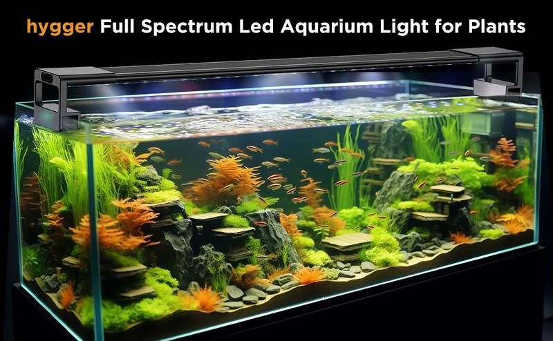 hygger LED Aquarium Light for Plants, Full Spectrum Fish Tank Light with Timer Auto On/Off, 24/7 Lighting with Multi-Color, Adjustable Brightness, External Controller, for Freshwater