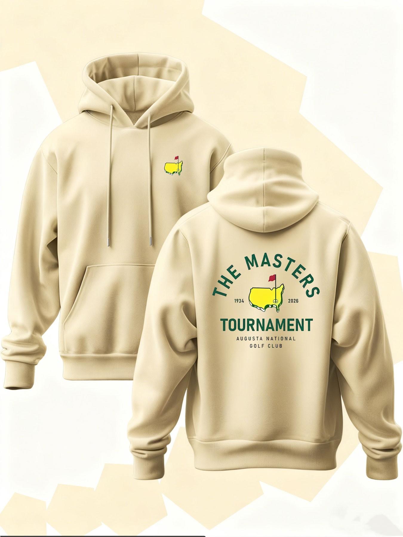 New Men's Hooded Sweatshirt with Map Outline Print, Soft Stretch Knit Fabric, Casual Daily Wear, All Season Hoodie, Fun Style Top