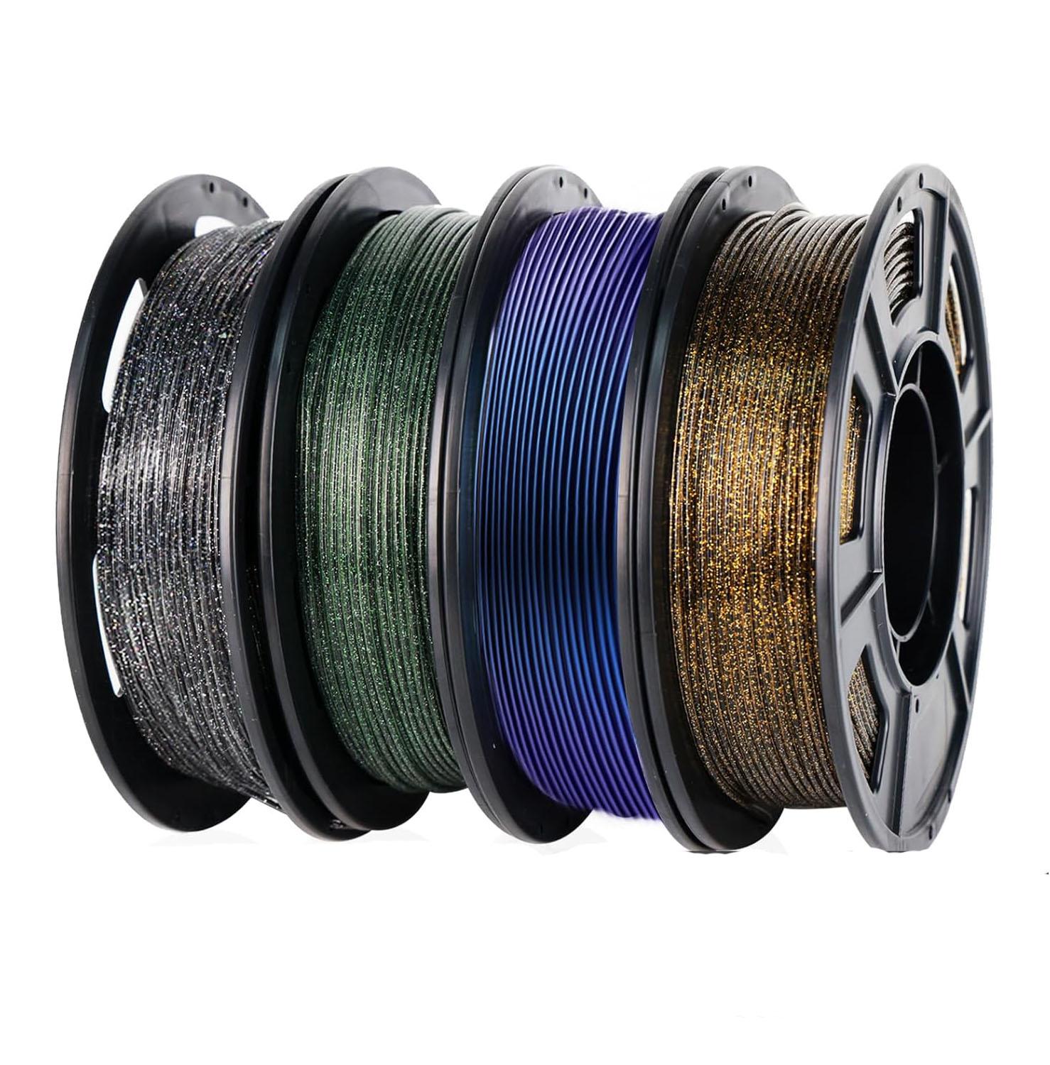 High Precision Pla Filament Bundle, Multicolor 3D Printing Thread, 250g X 4 Rolls, Create Colorful Models, ±0.02mm Accuracy