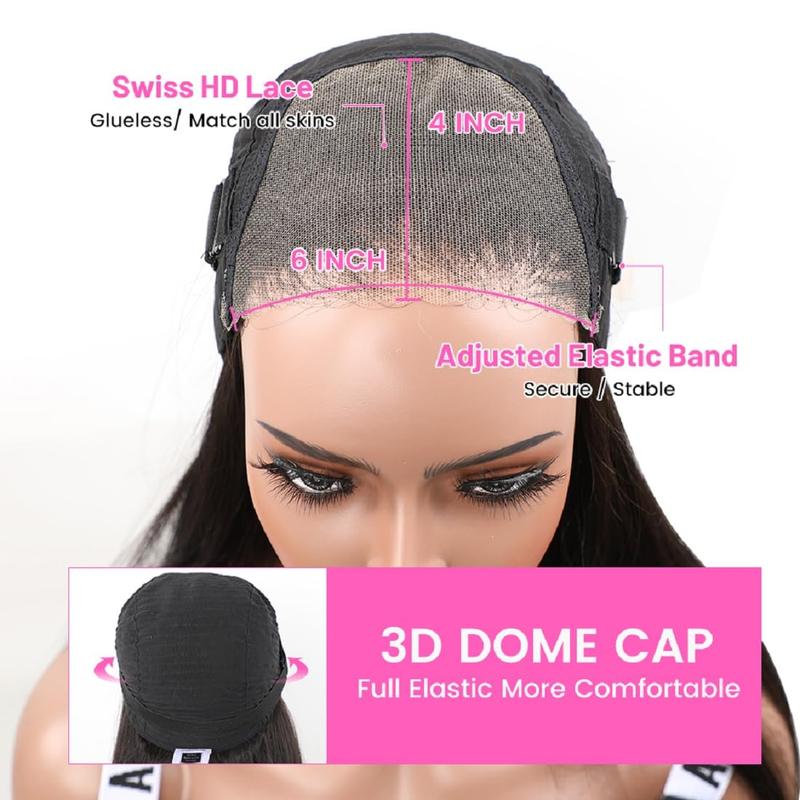Bling Hair 6x4 Glueless Lace Front Wig 100% Human Hair 180% Density Loose Deep Wave Pre Cut Pre Plucked Hair Line HD Lace Closure Wig For Women Natural Look Easy to Apply TikTokShopHolidayHaul