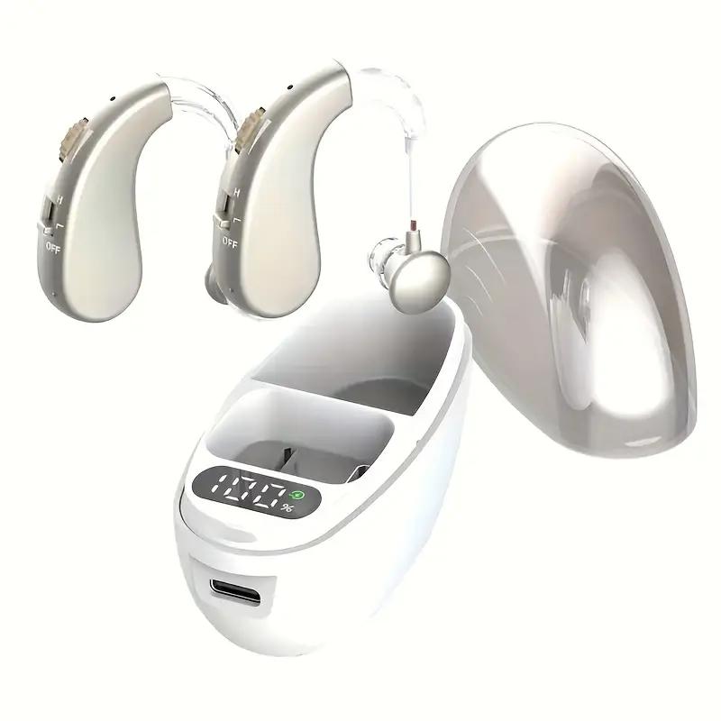Over-Ear Hearing Aid Earphone with Rechargeable Battery Comfortable Silicone Earmuffs Suitable for Adults Indoor Outdoor Use Durable Design for Clear Sound