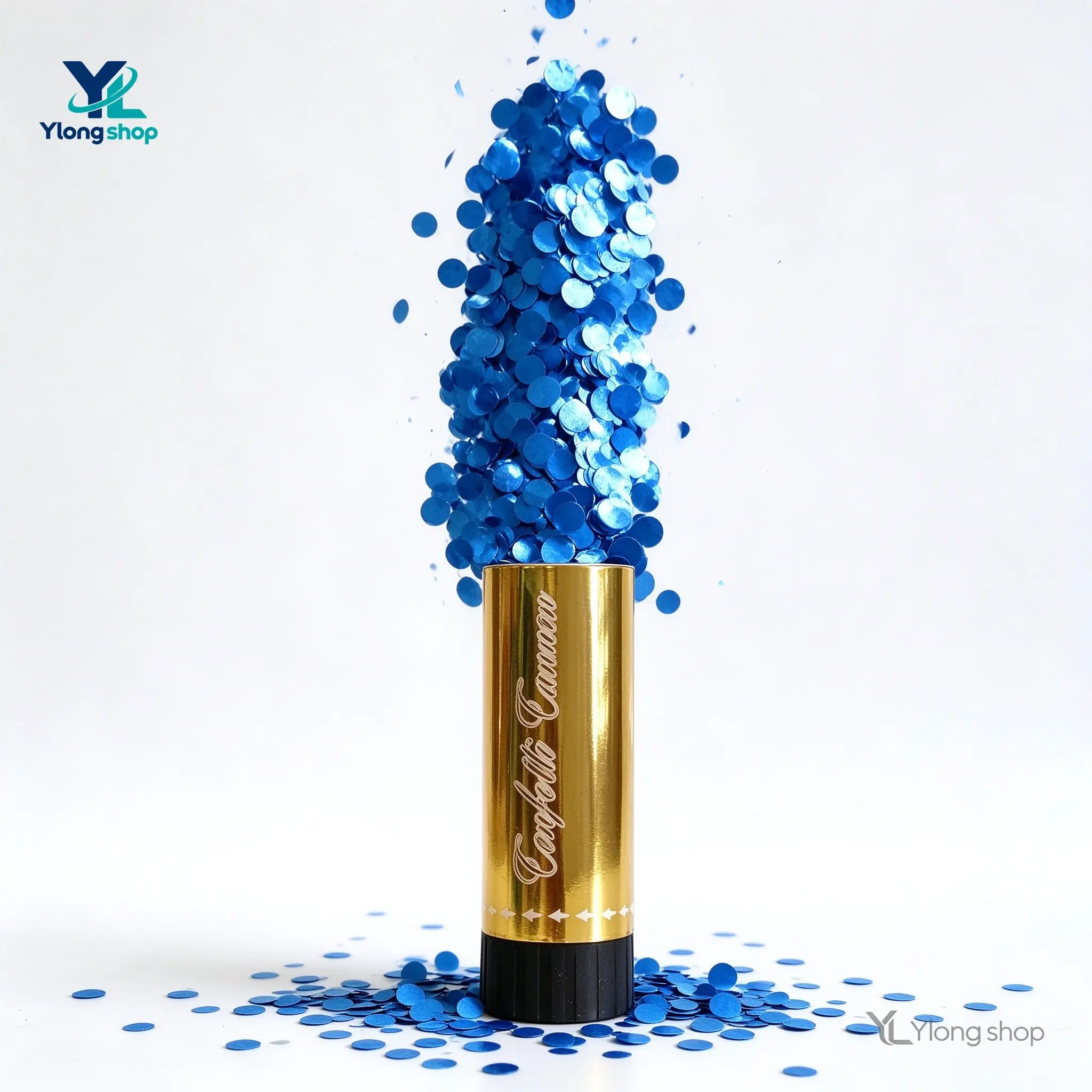 8-Pack Blue Firecrackers, Metal Shell, Eco-Friendly Paper Confetti, Safe Party Decor for Gender Reveal, Baby Shower, Wedding, Birthday, New Year