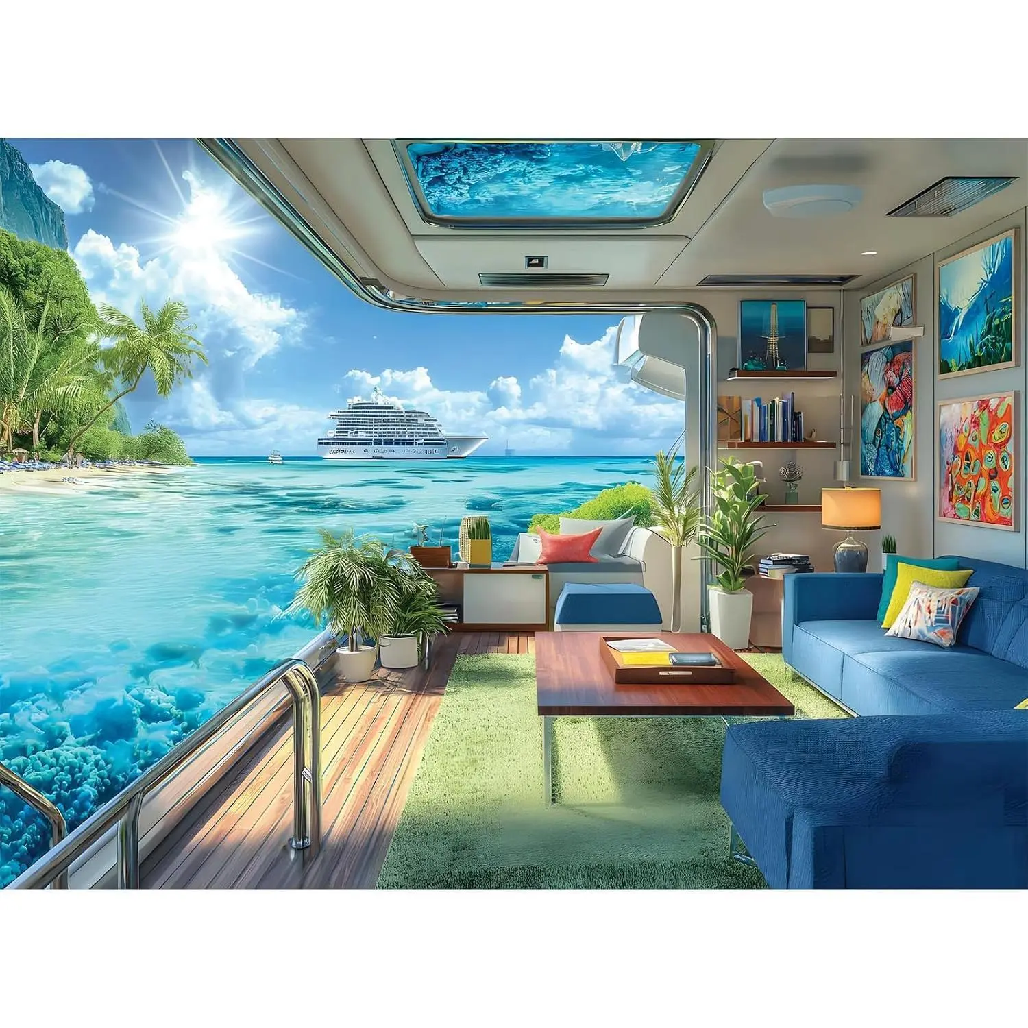 500 Piece Puzzle for Adults, Vacation Landscape Puzzles, Tropical Ocean Cruise View Jigsaw Puzzle,Challenging Travel Puzzle Gift for Adults, Seniors