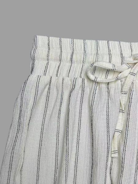 Valentine's Day Women's Striped Waist Tie Straight Leg Loose Casual Pants, Fitted Style, Moderate Fabric Thickness, All Seasons Wear