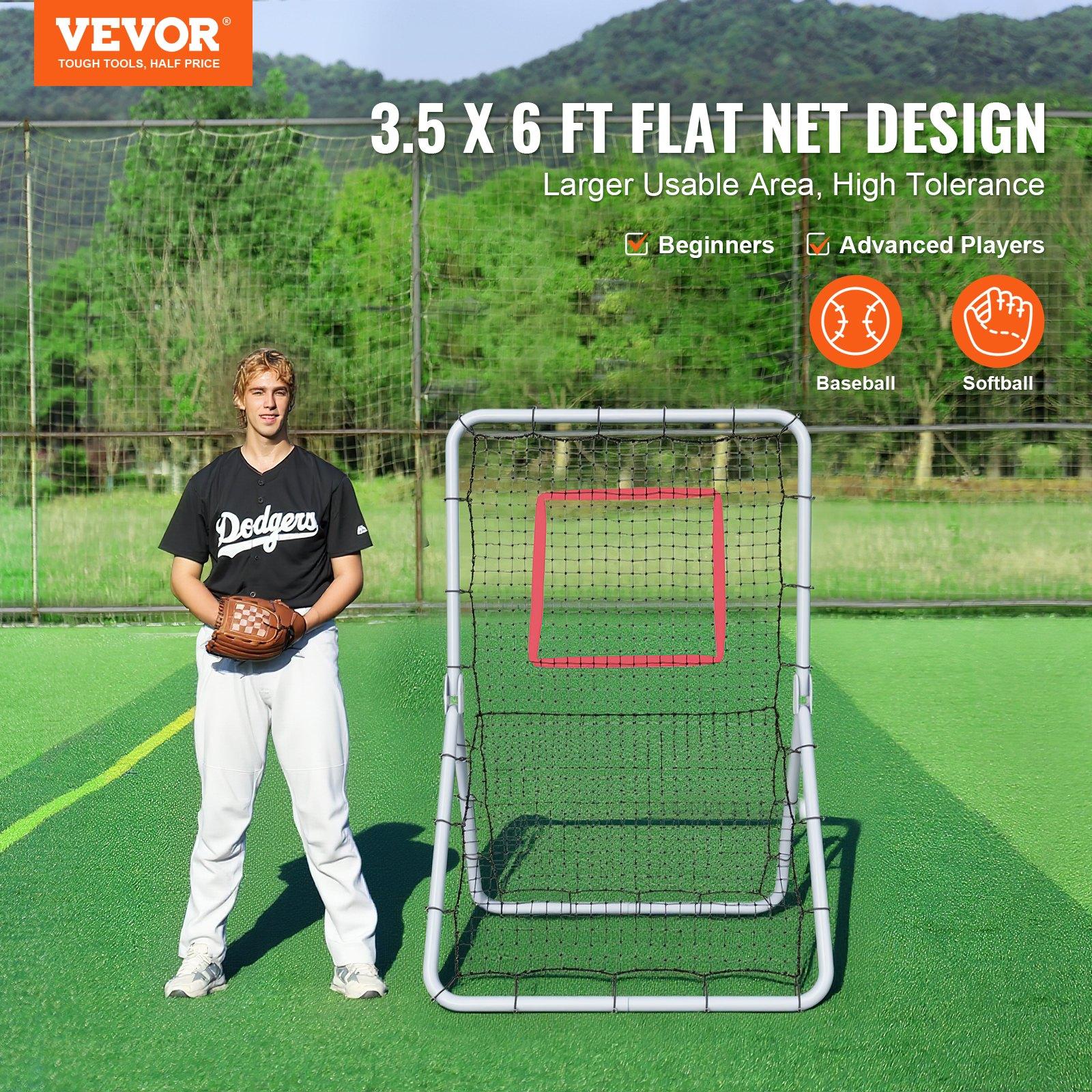 VEVOR Baseball And Softball Rebounder Net, 3.5 x 6 ft PitchBack Baseball Pitching Nest, Softball Pitchback Net, Fielding Trainer, Bounce Back Net for Fielding/Throwing Practice, 5 Adjustable Angles VEVOR Baseball And Softball Rebounder Net, 3.5 x 6 ft PitchBack Baseball Pitching Nest, Softball Pitchback Net, Fielding Trainer, Bounce Back Net for Fielding/Throwing Practice, 5 Adjustable Angles