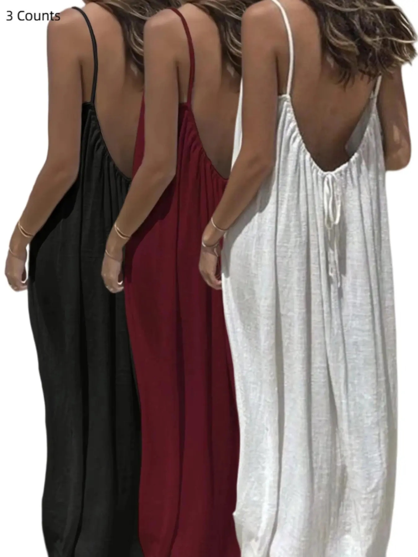 Women's Solid Color Cami Lounge Dress, Elegant Sleeveless Flowy Long Dress for Summer, Ladies Sleepwear for Indoor Wear, Casual Plain Pattern
