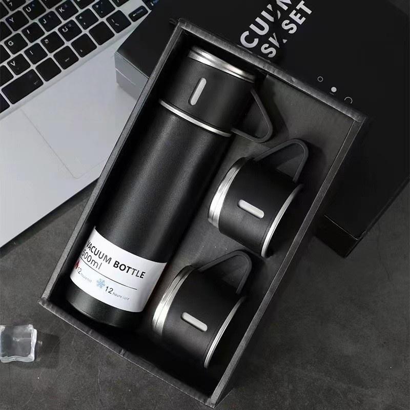 Large Capacity Stainless Steel Insulated Cup with Three Lids, Durable Kids Water Bottle, Elegant Gift Box Packaging