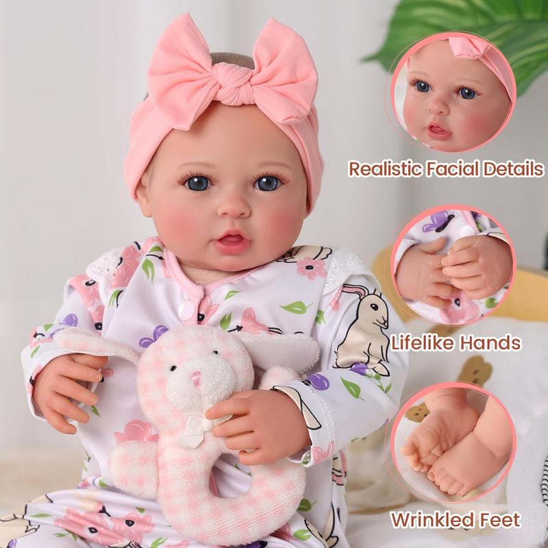 BABESIDE 12/17/20 Inch Lifelike Reborn Baby Dolls Soft Full Body, Realistic Baby Doll Sweet Sleeping Soft Vinyl Real Life Baby Dolls Cute Girl with Toy Accessories Gift Set for Kids Age 3+