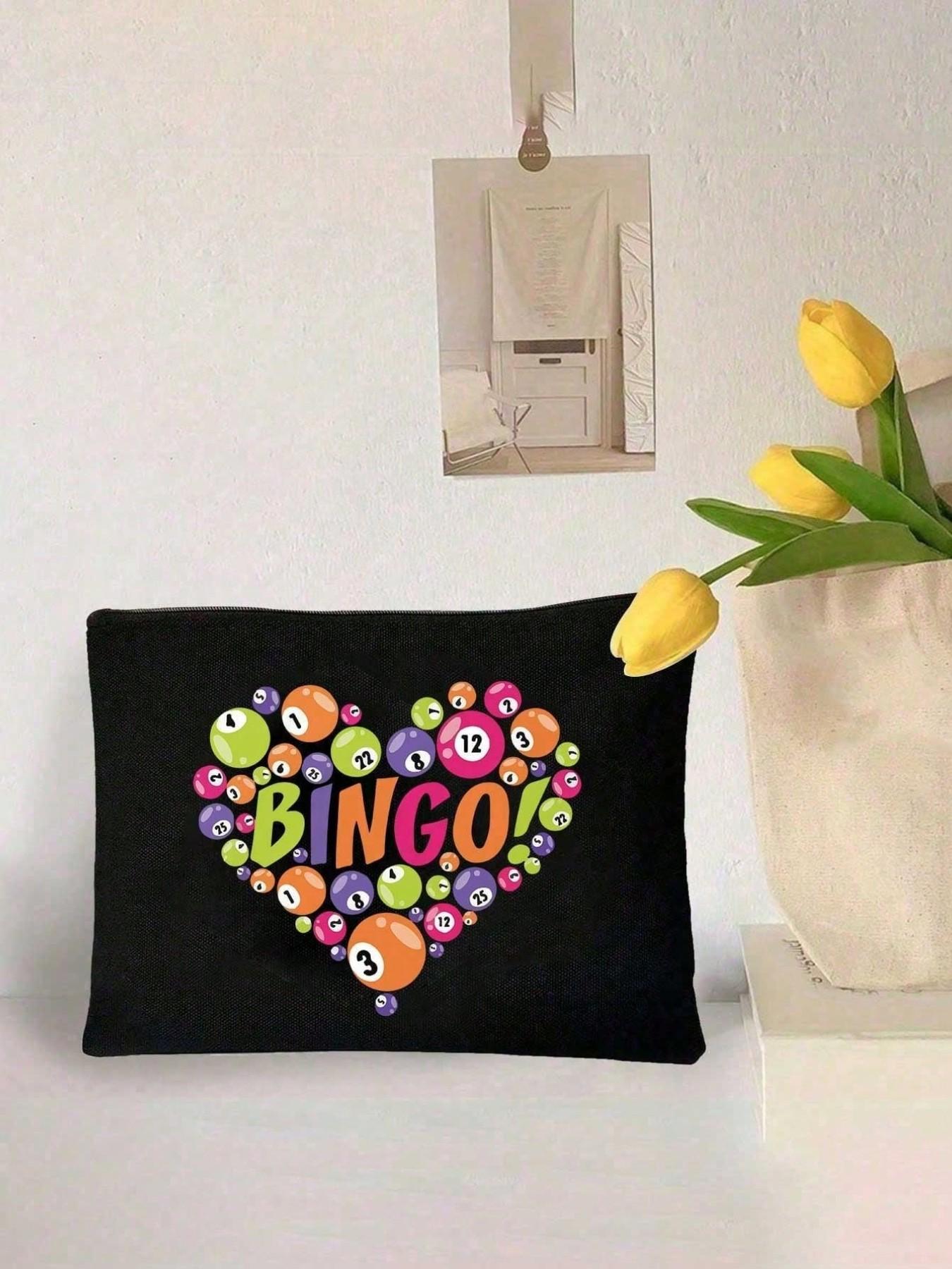 Bingo Theme Handbag Set, Women's Handbag and Wallet, Large Capacity Casual Shoulder Bag, Ideal for Commute, Shopping, Parties, Holidays