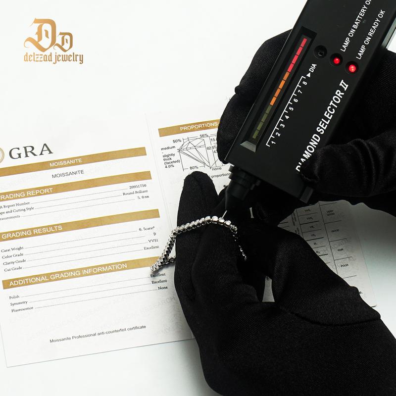 Delzzad 2mm Bubble Tennis Bracelet VVS D Color S925 Sterling Silver Synthetic Moissanite Tennis Bracelet Chain for Women Men With Giftbox Christmas Gift