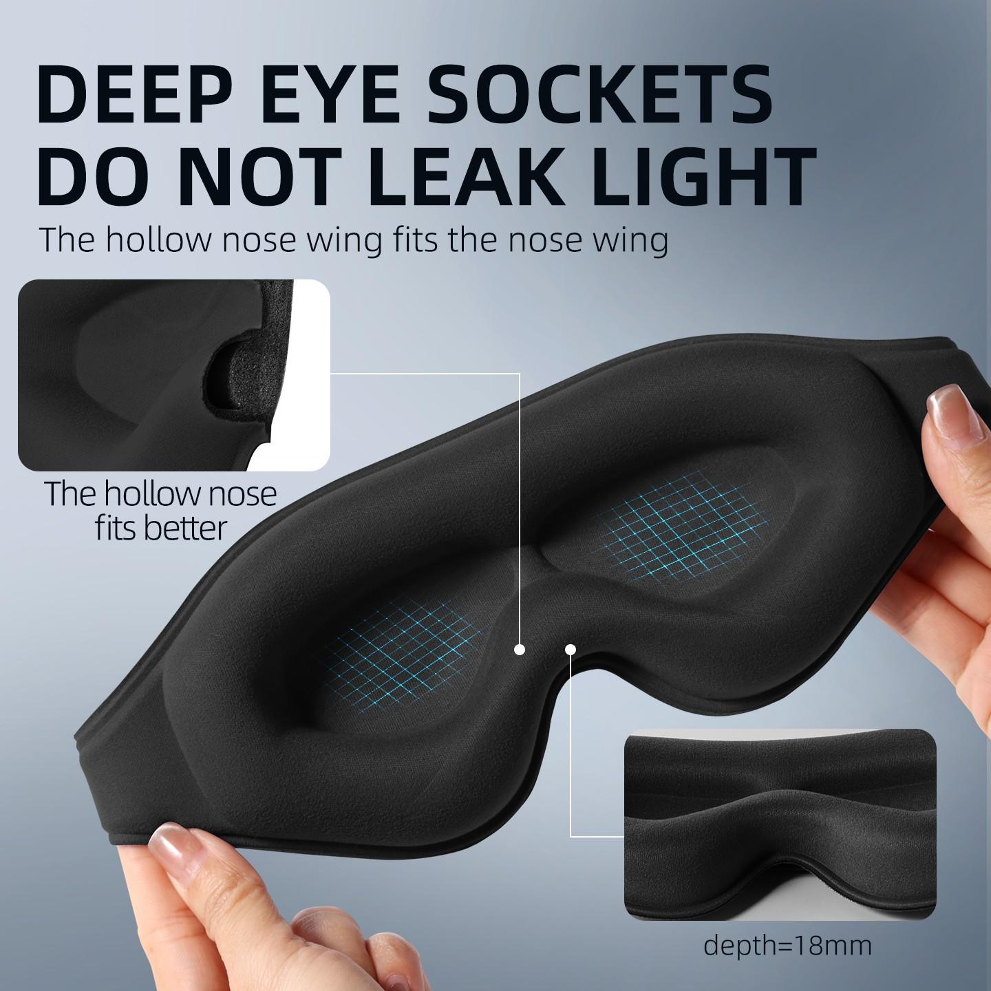 Upgraded Side Sleeper Sleep Mask, Full 3D Cup Design Zero Pressure, Breathable Fabric, Ideal for Travel, Naps, Shift Work, Unisex