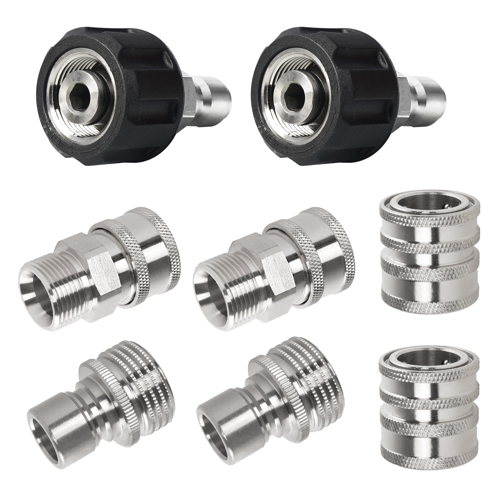 Hourleey Pressure Washer Adapter Set, Quick Disconnect Kit With M22 Metric Male Thread Quick Connector, M22 Swivel to 3/8'' Quick Connect, 3/4" to Quick Release, 8 pack Hourleey Pressure Washer Adapter Set, Quick Disconnect Kit With M22 Metric Male Thread Quick Connector, M22 Swivel to 3/8'' Quick Connect, 3/4" to Quick Release, 8 pack