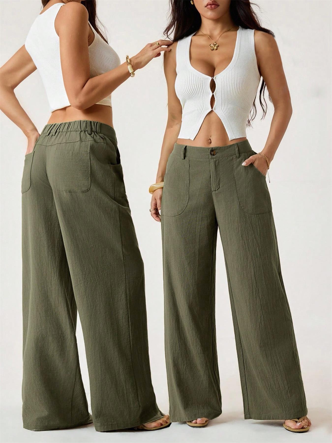 Women's Classical Linen Palazzo Pants Summer Flowy Wide Straight Leg Beach Trousers With Pocket Casual Solid Color Soft Elastic High Waist Lounge Pants Travel Vacation Bottoms Date Brunch Home Work Streetwear Outfit Women's Classical Linen Palazzo Pants Summer Flowy Wide Straight Leg Beach Trousers With Pocket Casual Solid Color Soft Elastic High Waist Lounge Pants Travel Vacation Bottoms Date Brunch Home Work Streetwear Outfit
