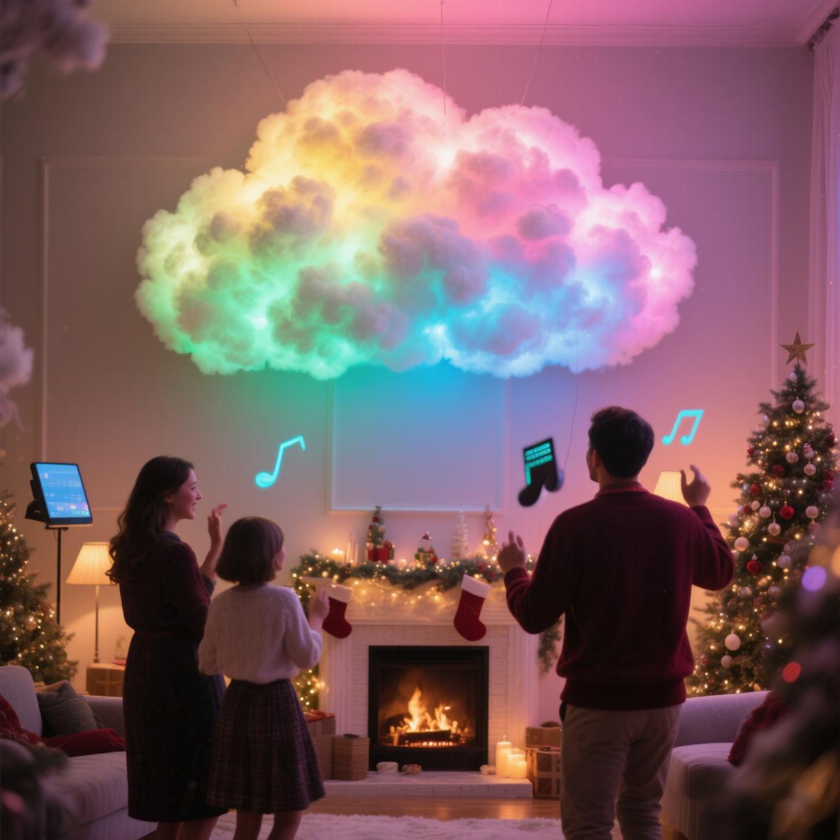 2/4/6-meter intelligent thundercloud light, DIY decorative light, with music synchronization, RGB color change, USB power supply, non waterproof, for bedroom, living room, game room, holiday decorative wall lights/night lights, Led Mood Light