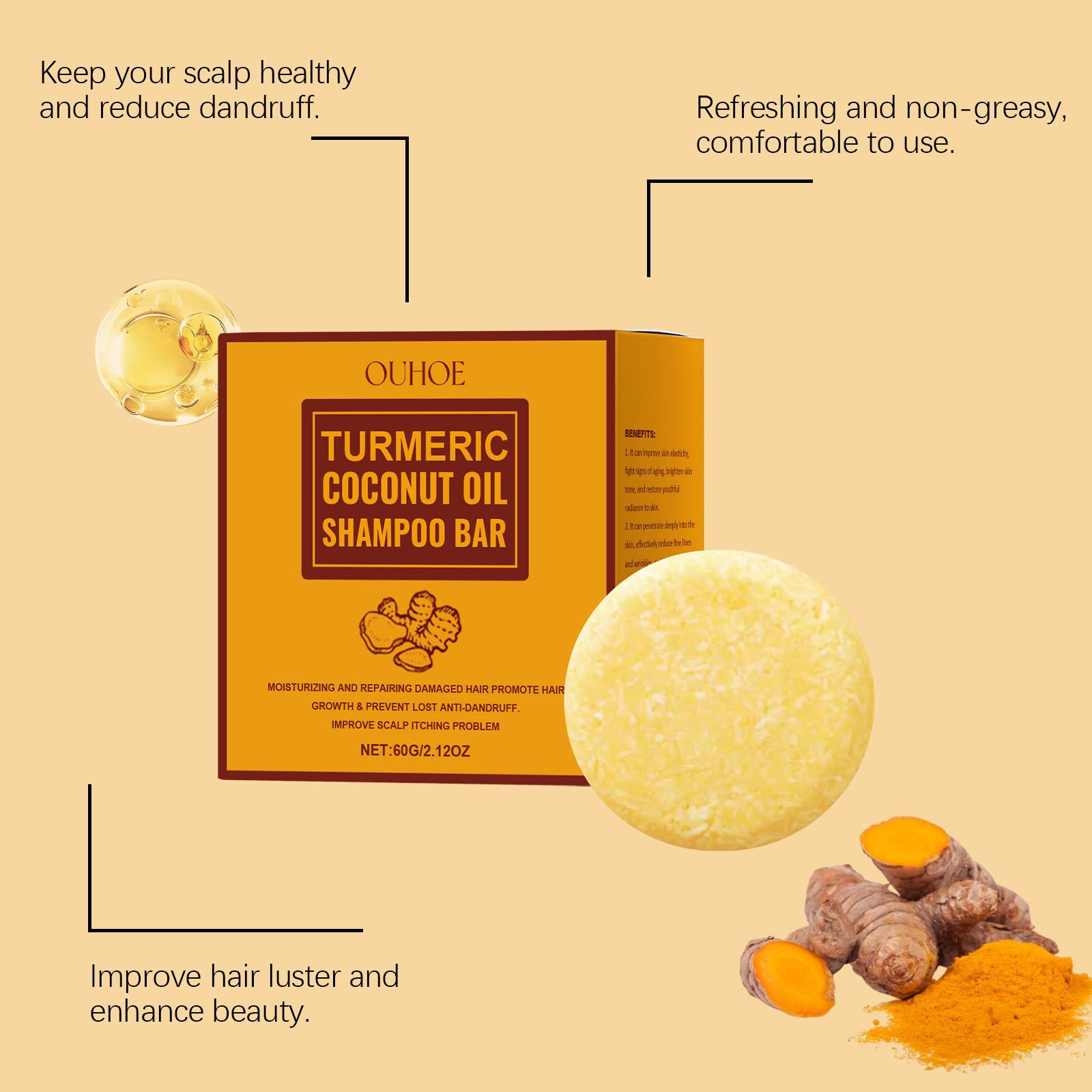Turmeric Coconut Oil Shampoo Bar, Natural Hair Care, Moisturizing & Nourishing, Sulfate-Free Formula, Ideal for All Hair Types