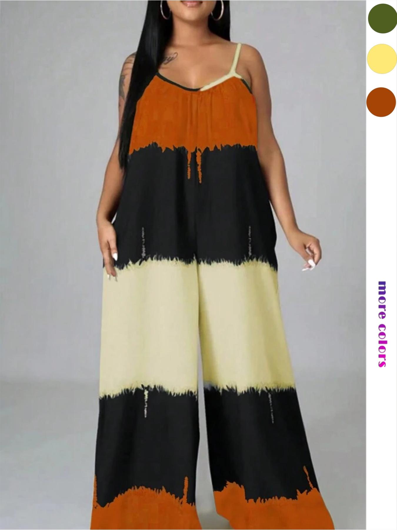 Women's Colorblock Cami  Jumpsuit, Casual Sleeveless Jumpsuit for Summer, Women's Clothing for Daily Wear