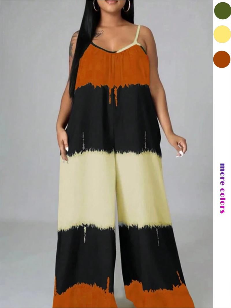 Women's Colorblock Cami  Jumpsuit, Casual Sleeveless Jumpsuit for Summer, Women's Clothing for Daily Wear