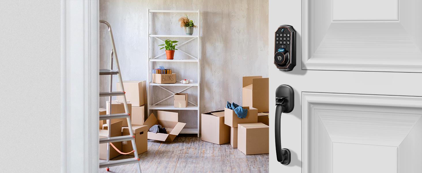 Arpha D289 Keyless Door Lock Deadbolt with Handle Set - WiFi Door Lock with Camera - 5 in 1 Camera+Doorbell+Fingerprint Keyless Entry Door Lock