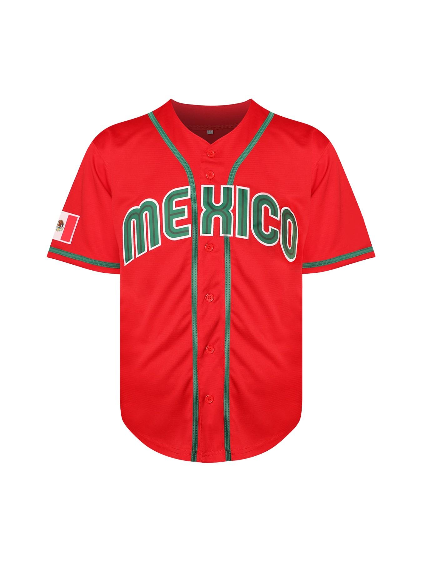 Mexican World Cup Baseball Jersey, Embroidered Loose Fit Casual Sports Shirt, Quick Dry Outdoor Wear, All Seasons