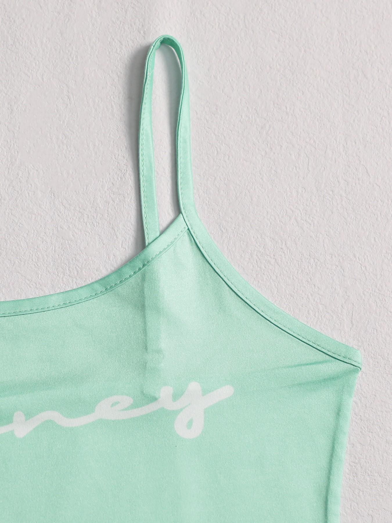 Summer Women's Sleepwear Set, Sleeveless Letter Print Plaid Shorts, Bowknot Decoration, Elegant Wearable Pajamas, Limited Edition