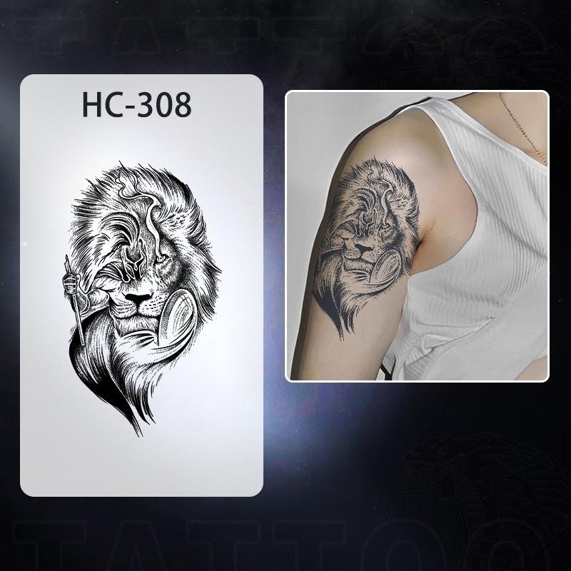 Men's European retro tattoo stickers, compass and mountain, Spartan warrior, bird compass, durable and waterproof, temporary tattoo stickers lasting one to two weeks