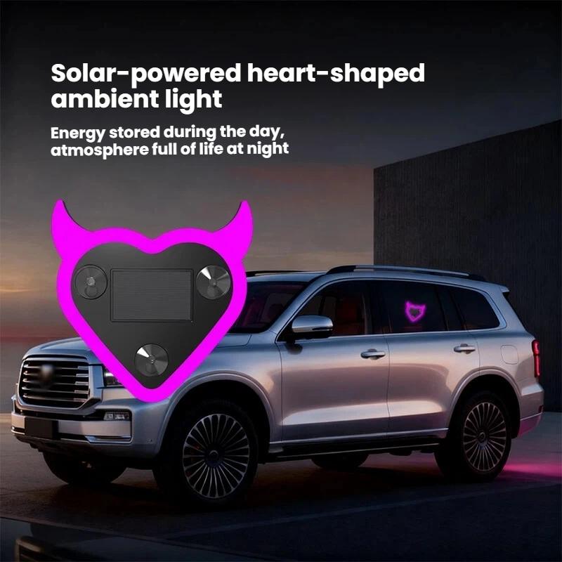 Solar RGB Car LED Window Lights, Led For Car, Romantic Heart-Shaped Neon Decorative Ambient Lighting with USB Power, Interior Led Vehicle Car Light Embellishments, Car Accessories #GLOBAL PICKS