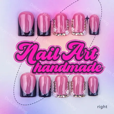 Delicatething Y2K Style Nail Set, Handmade Duckbill Square Nails, 4 Sizes XS S M L, Leopard Zebra Design, Perfect Gift for Women, False Nail Set