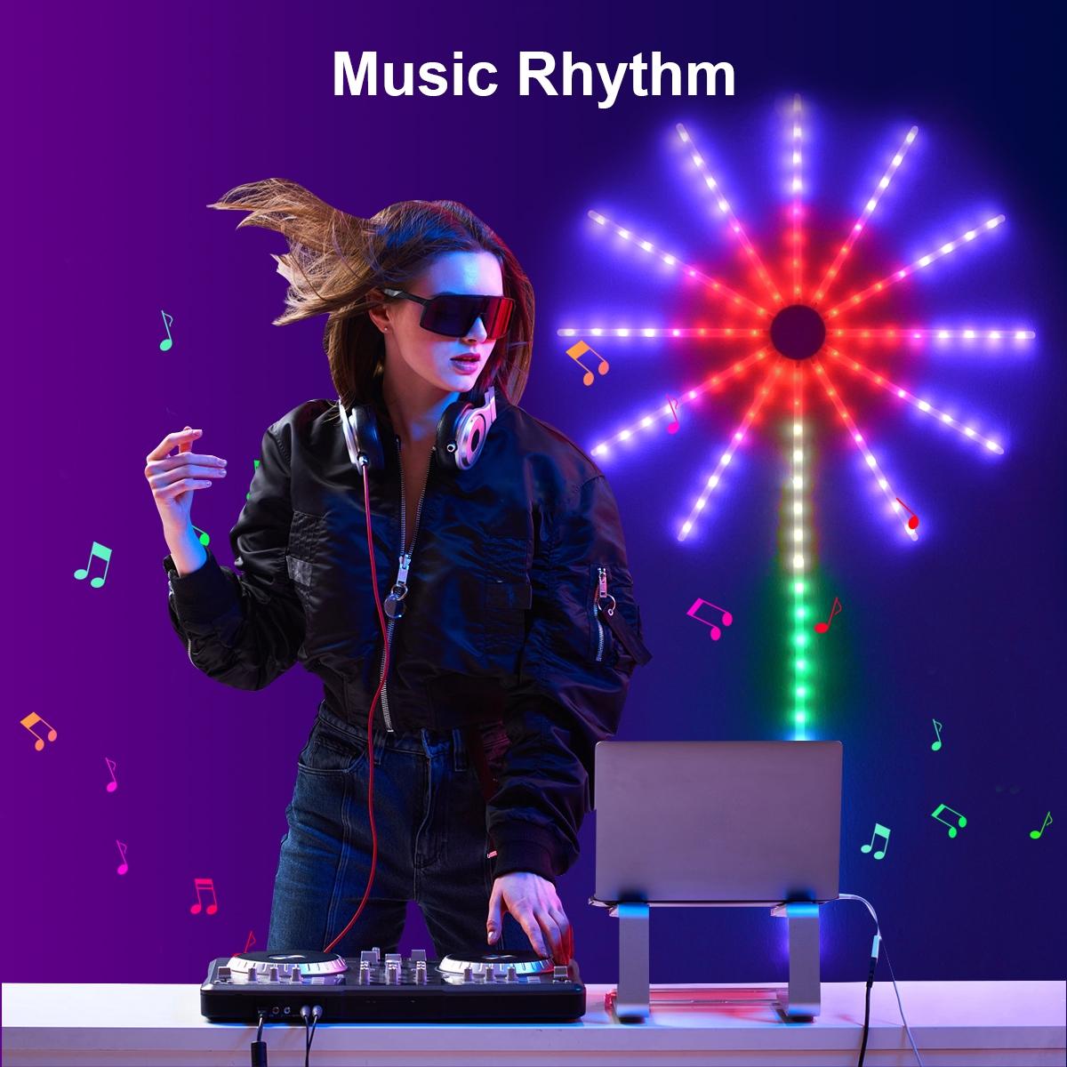 Smart RGBIC Firework Light, USB Powered Christmas Led String Light, Waterproof Bluetooth-compatible Decorative Light for Party, Bar, Indoor & Outdoor Garden Hanging Decor, Led Mood Light