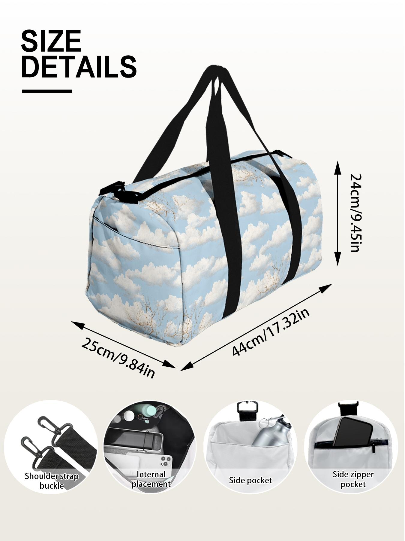 1pc Fluffy Clouds and Branches Travel bag Unisex Handbag, with Adjustable Shoulder Strap, Travel Luggage Bag, Sports Yoga Bag, Perfect for Gym and Sports, Durable Fitness Bag