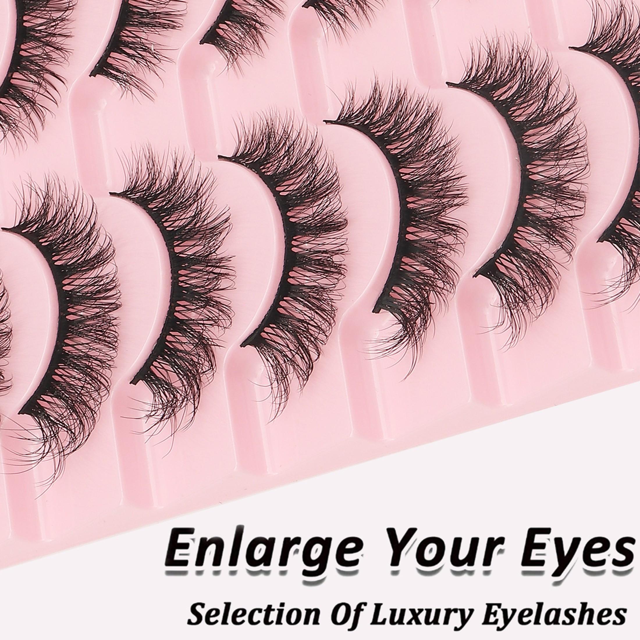 Natural Thin Voluminous Curled Eyelashes, Band, Soft Waterproof Reusable Beginner Friendly, Perfect for Daily Wear Party Travel Gift