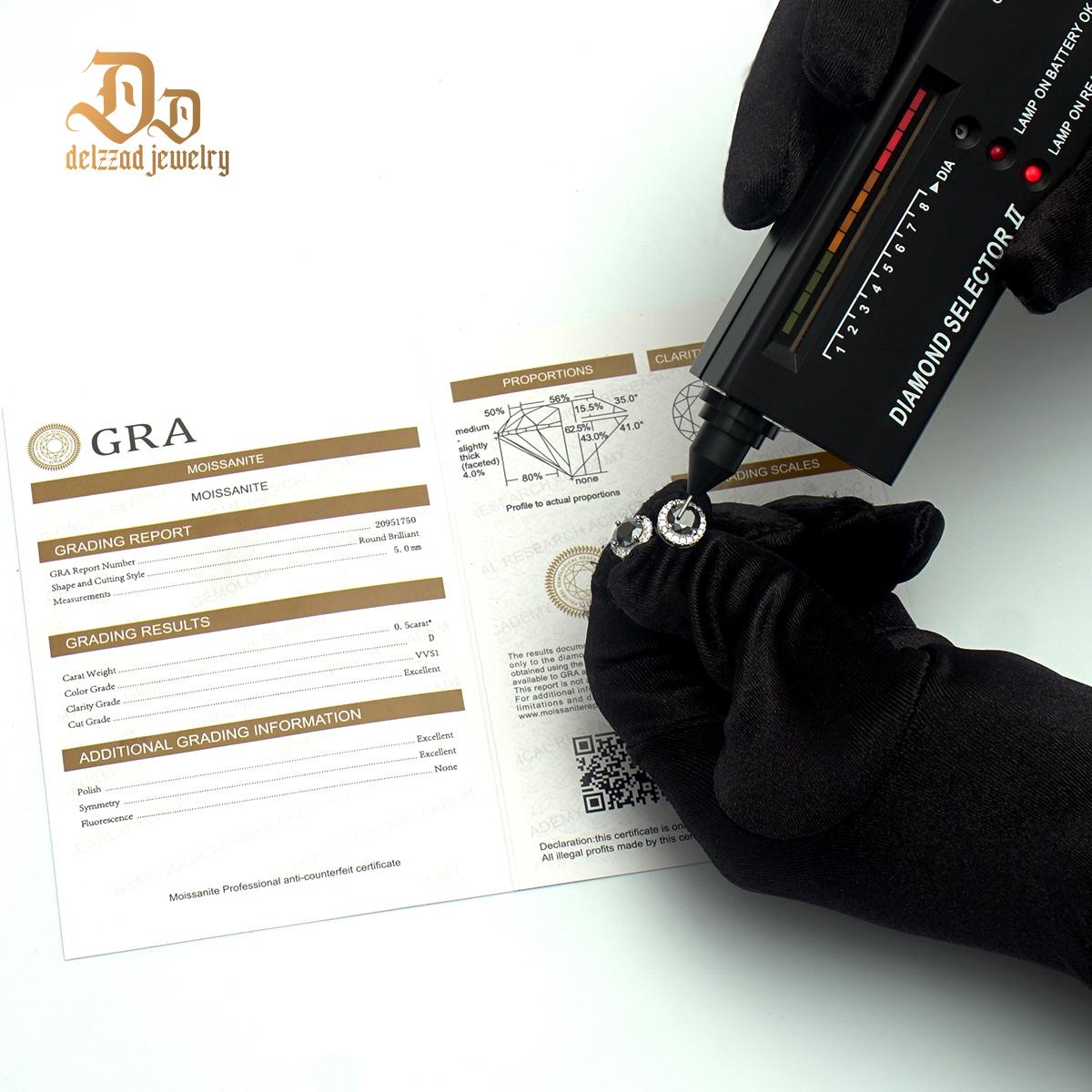 Delzzad Halo Stud Earrings VVS Black Synthetic Moissanite Stud Earrings S925 Studs Birthday Anniversary Mother's Day Christmas Gifts for Men Women