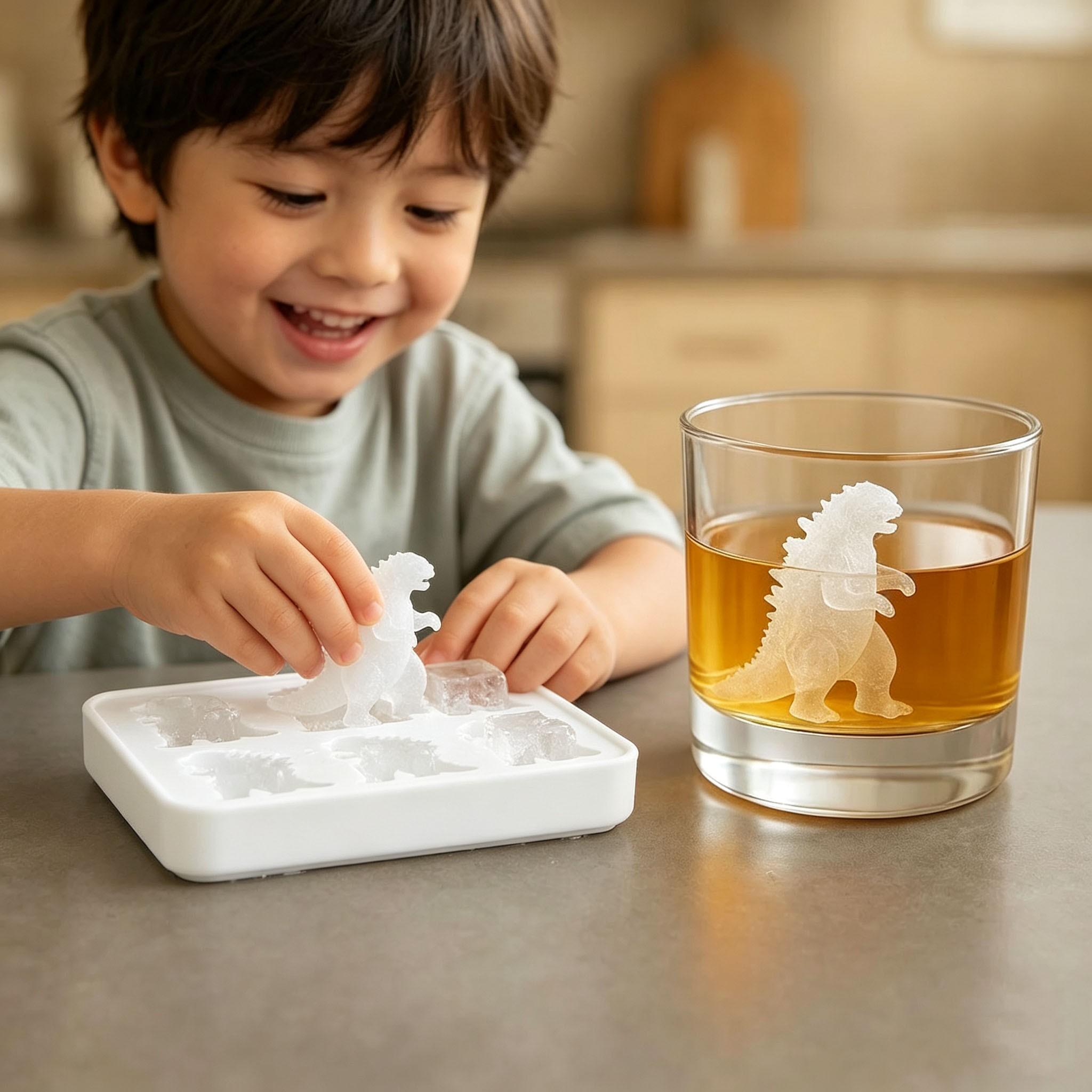 Godzilla Shaped Silicone Ice Cube Tray, 2D Dinosaur Ice Mold for Whiskey Cocktails, Unique Party Drink Accessory, Easy to Use