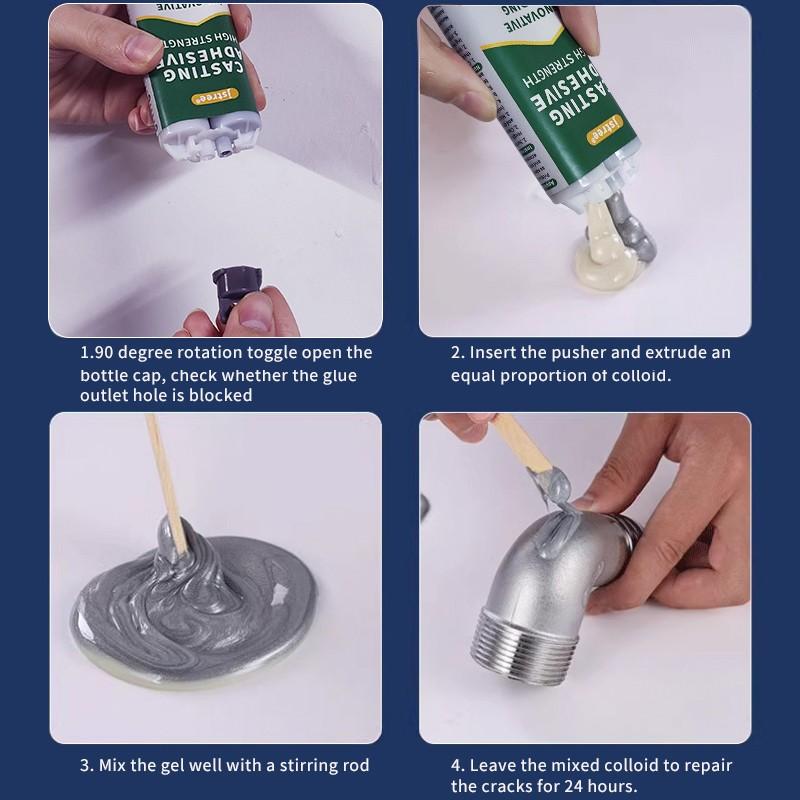 Jstree High-Temperature Metal Repair Adhesive, Cast Iron Aluminum Stainless Steel Strong Welding Glue, Waterproof Oilproof Leak Sealant 80g