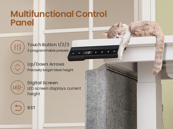 SEDETA 63 Inch Height Adjustable L Shaped Electric Standing Desk Computer Gaming Desk with Led Lights 3 Drawers Power Outlet