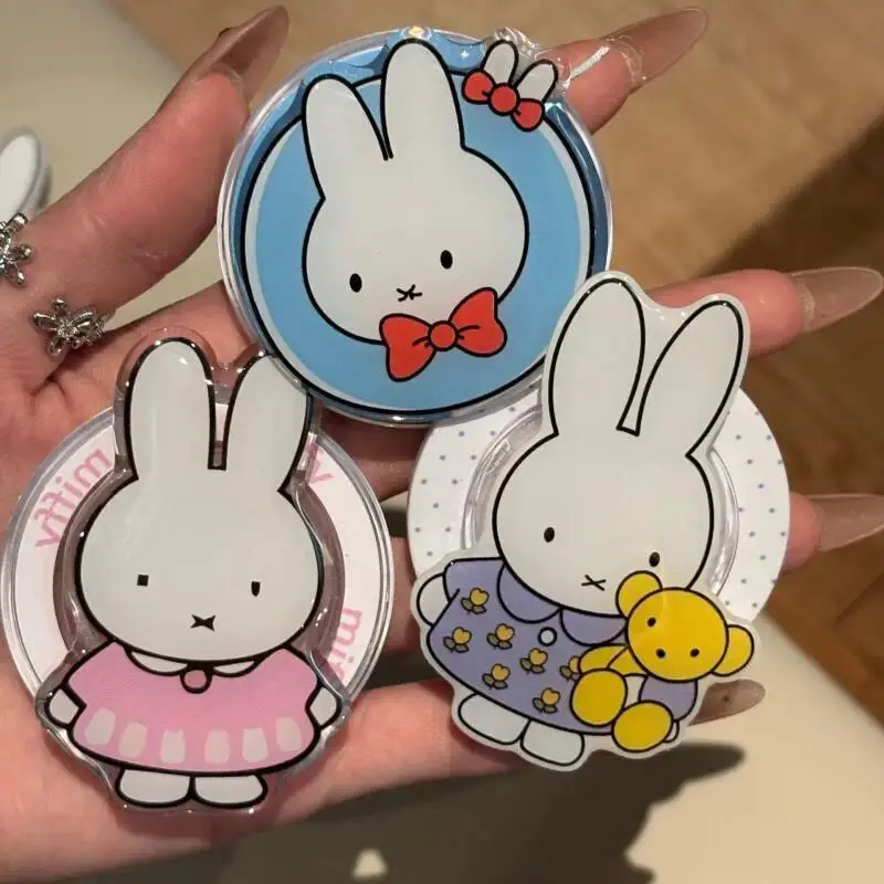Cartoon Anime Miffy Rabbit Magnetic Phone Stand Cartoon Telescopic Portable Stand Magnetic Mobile Phone Airbag Stand Gifts