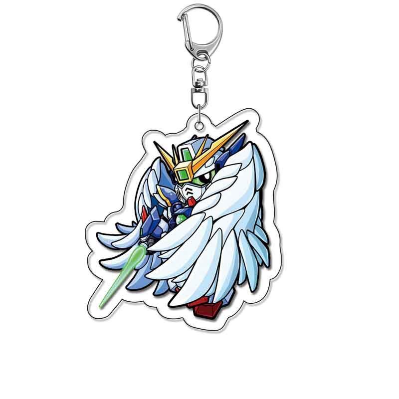Creative Anime Game Peripheral Gundam Acrylic Keychain Cartoon Figures Backpack Pendant Keyring Trendy Jewelry Gift