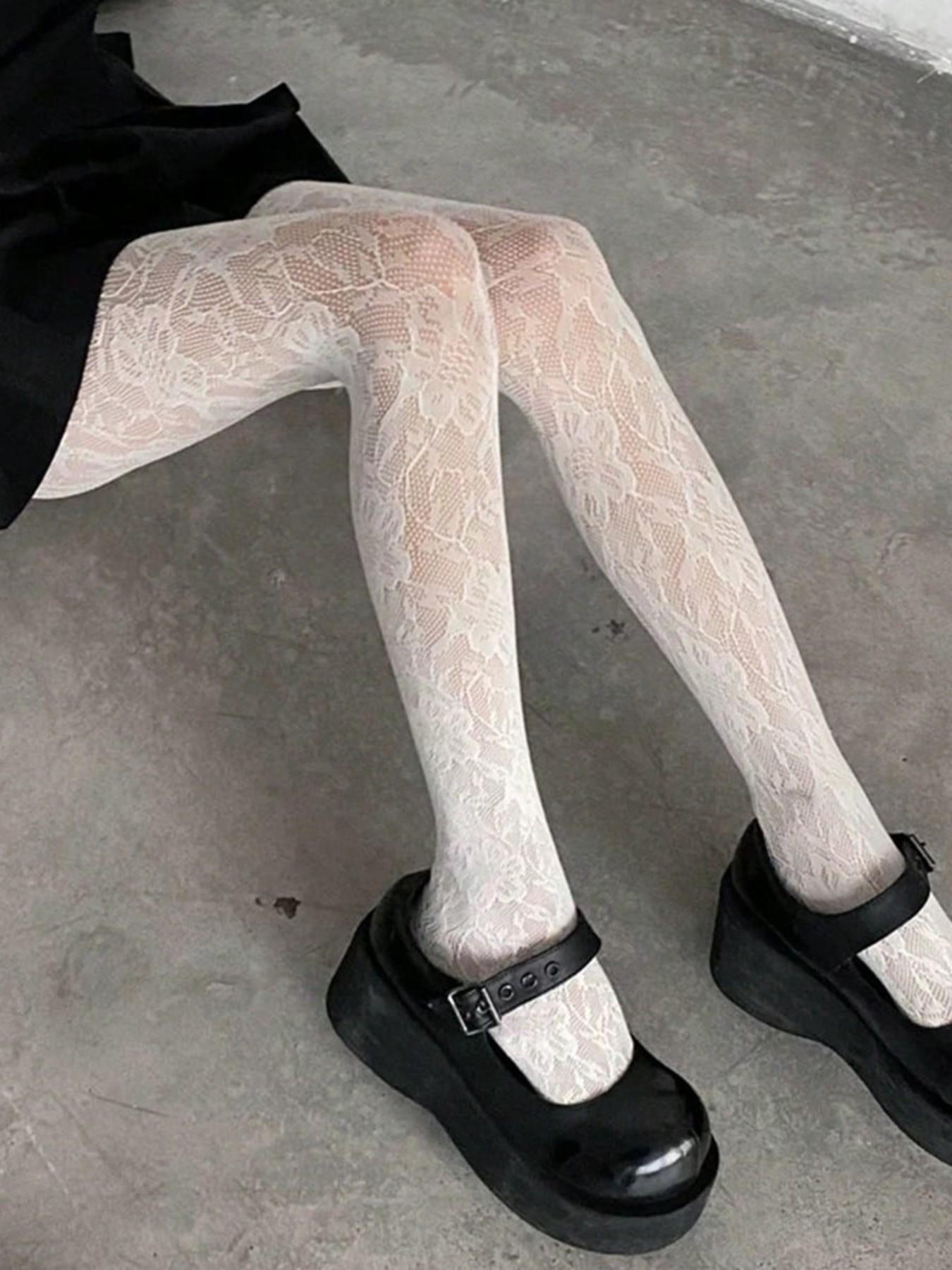 Vintage Black Floral Lace Tights✨ Add elegant vibe to your skirt fits! Perfect for date nights, parties & daily chic