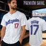 Los Angeles 17 Rhinestone Baseball Jersey Men Women Sparkle Glitter Baseball Shirt Casual Short Sleeve Button Down Sports Jersey Sports Top Party Outfit Jersey Shirts Sports Clothing