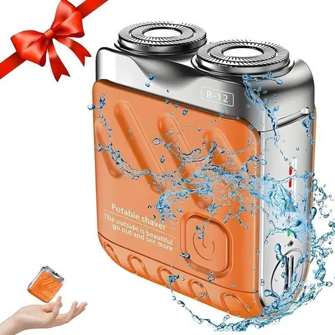 Portable Electric Shaver, 1 Box Double Head Magnetic Shaver with Cleaning Brush & Charging Cable & Storage Bag, Travel Shaver for Outdoor Travel, Shaving Products